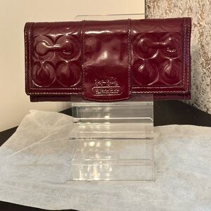 Coach Maroon Embossed Leather Wallet